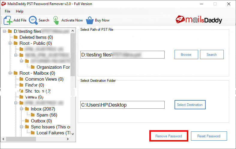 MailsDaddy PST Password Remover Screenshots